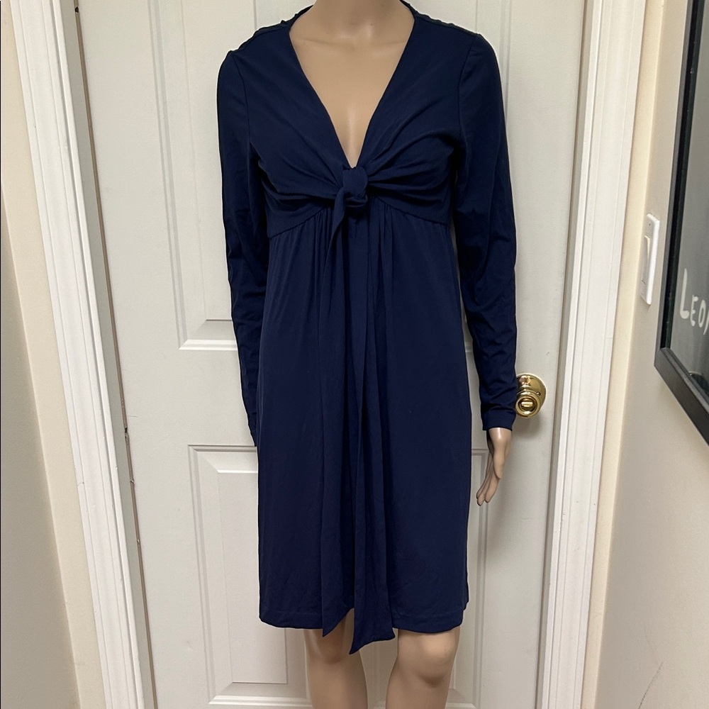 Nicole Miller Navy Long Sleeve Dress Empire Waist L